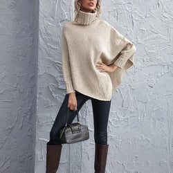 Turtleneck Top Amazon Long Sleeve Solid Shoulder Irregular Knitted Sweater Jacket