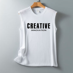 New Letter CREATIVE Printed Loose Crew Neck Sleeveless Vest