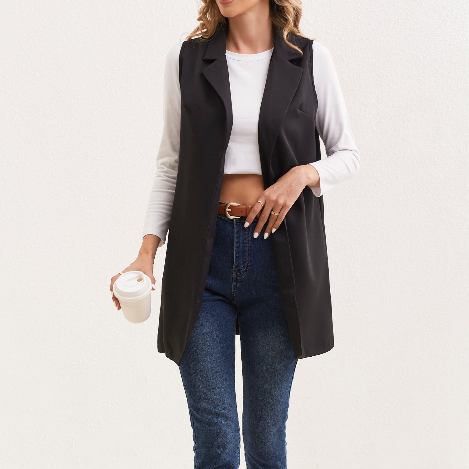 Versatile Sleeveless Slim Fit Blazer Ladies