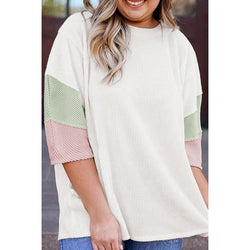 Casual versatile contrasting colors loose T-shirt women