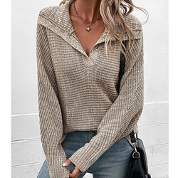 Fashion women's clothing tops autumn and winter new long-sleeved lapel sweater manufacturer