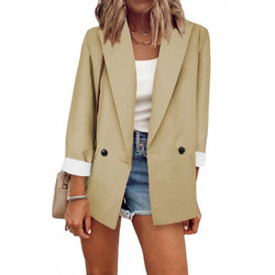 Solid color small suit single long-sleeved spring and autumn blazer