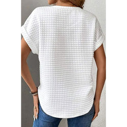 Crew neck three-sleeved top women's European and American simple style loose meat cover T-shirt