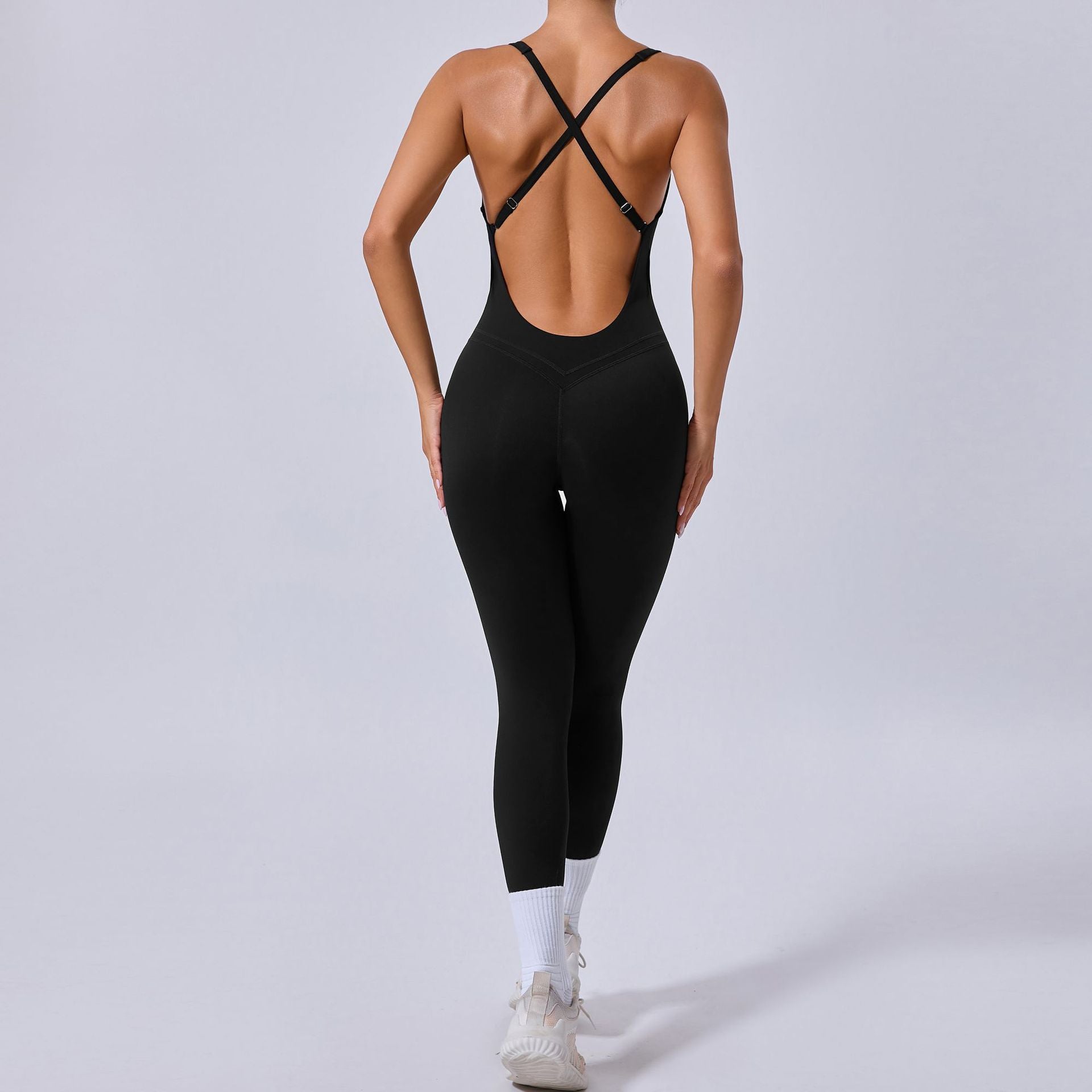 Cross Back Sports Yoga onesie Adjustable shoulder strap hip lift one-piece yoga suit