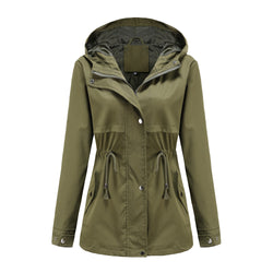 Hooded Jacket Long Sleeve Waist Outdoor Rainproof Jacket