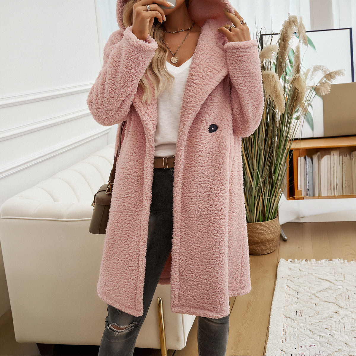 Temperament Casual Loose Hooded Knitted Jacket Women's Clothing