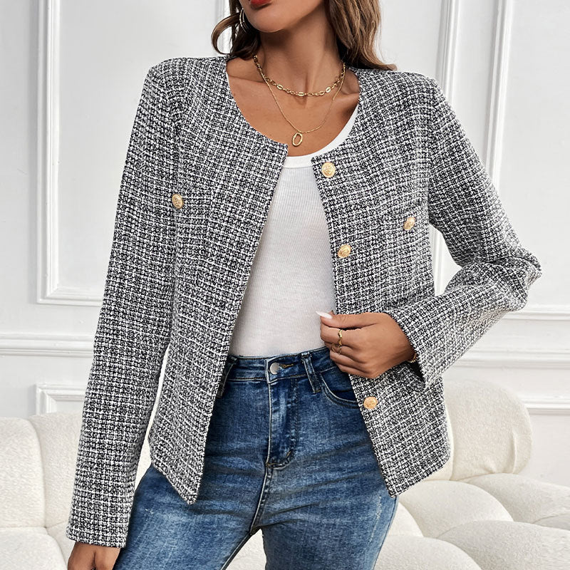 Xiaoxiangfeng top design jacket cross-border plaid cardigan