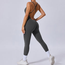 Cross Back Sports Yoga onesie Adjustable shoulder strap hip lift one-piece yoga suit