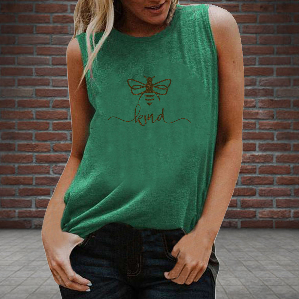 Ladies KIND Dragonfly Pattern Fresh and Sweet Ladies Pullover Sleeveless Vest