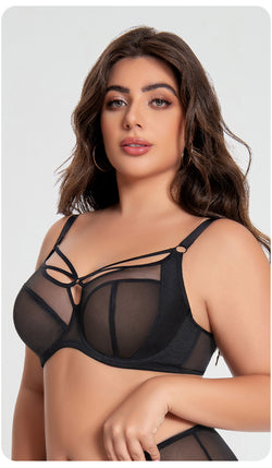 Large size underwear, women's big breasts are small, anti-sagging, gathering and breathable mesh, large cup fat MM bra.