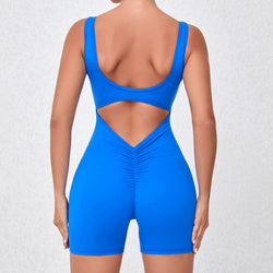 Quick-drying nude sports onesie integrated V-shaped back waist running fitness clothes tight back yoga clothes