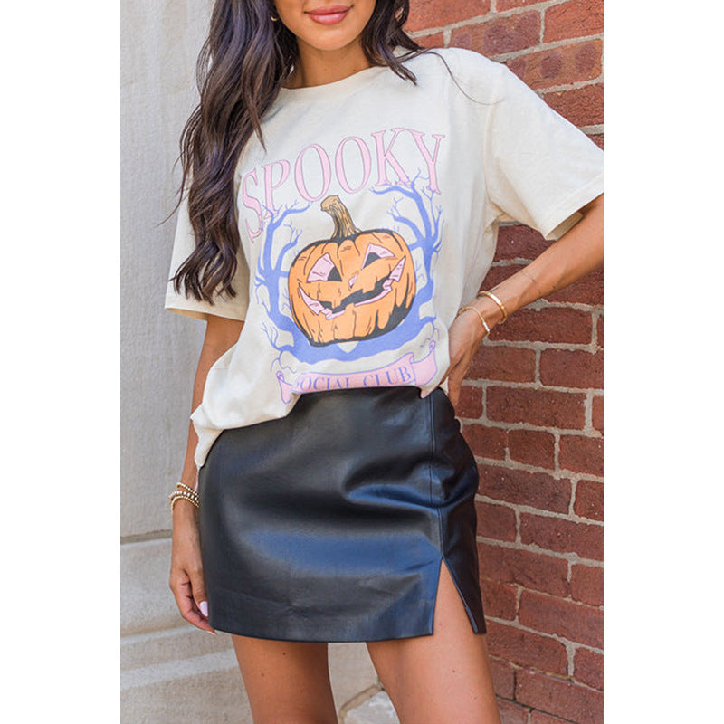 Personality Trend Halloween Printed T-Shirt Girl