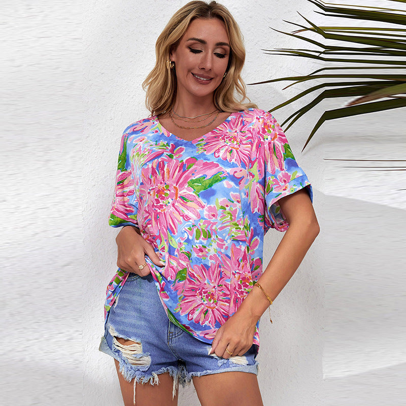 New loose casual print women's t-shirt top