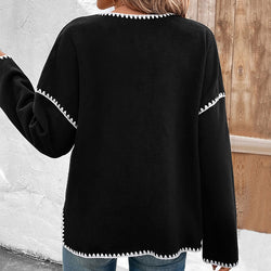 Autumn and winter women's cross-border loose color matching fleece jacket women