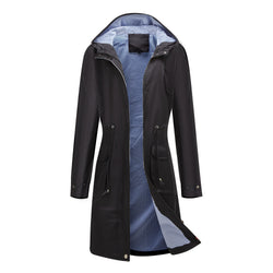 Anti-splash hooded solid color top striped lining straight jacket