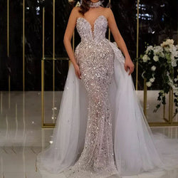 Dress sequined fishtail sleeveless long temperament mesh dress evening dress