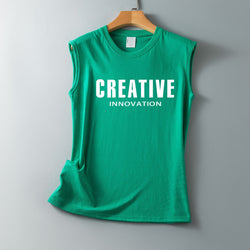 New Letter CREATIVE Printed Loose Crew Neck Sleeveless Vest