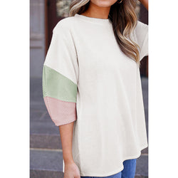 Casual versatile contrasting colors loose T-shirt women