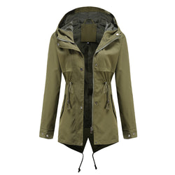 Hooded Jacket Long Sleeve Waist Outdoor Rainproof Jacket