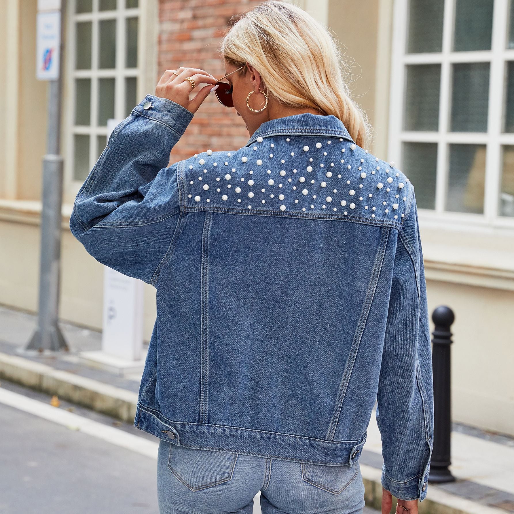 Short long-sleeved denim jacket jacket top women