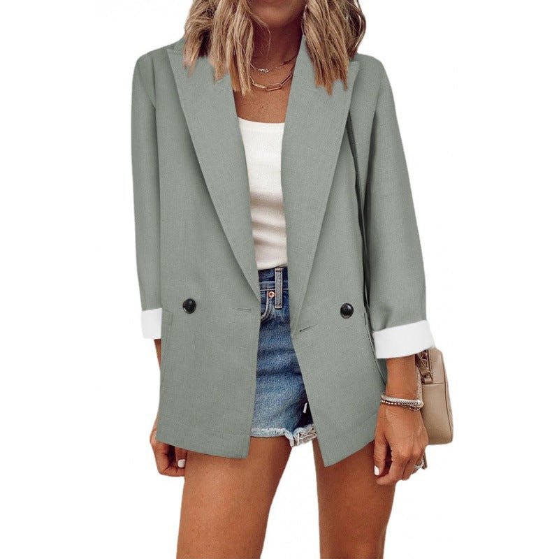 Solid color small suit single long-sleeved spring and autumn blazer