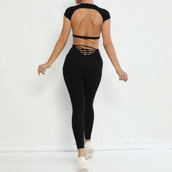 Beauty yoga suit fashionable and sexy outdoor running nude fitness suit tight yoga suit