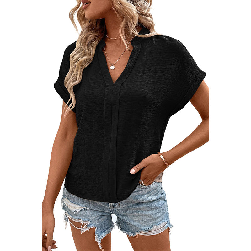 Casual Thin Breathable V-Neck Short Sleeve T-Shirt