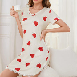 Short Sleeve Pajamas Women's Summer Milk Silk Love Short Home Ladies Pajamas