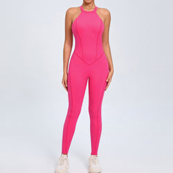 Back buckle yoga onesie women's peach hip backless sports quick-drying onesie