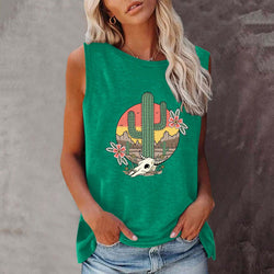 New shirt summer cactus round neck sleeveless vest