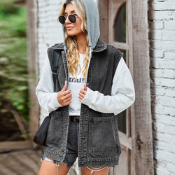 Loose casual top denim vest vest tide