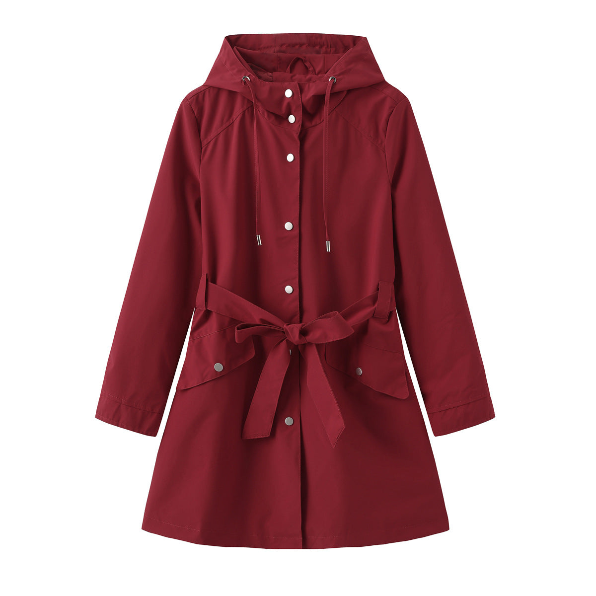 Thin casual loose trench coat with belt for women