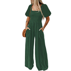 Jumpsuit women's thin European and American women's clothing simple and versatile loose wide-leg pants women