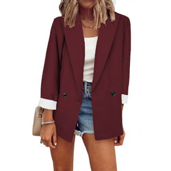 Solid color small suit single long-sleeved spring and autumn blazer