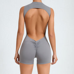 Sleeveless Back Hollow Yoga One-piece Sports Fitness Removable Chest Pad Peach Hip Yoga Suit