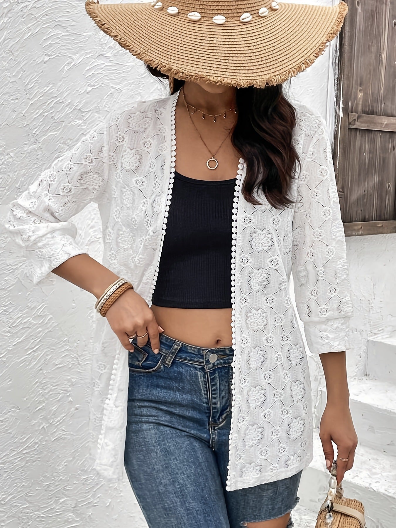 Lace Spliced Lace Cardigan Women's Jacket Top Women's Clothing