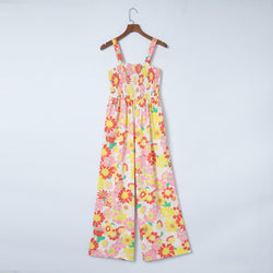 Shiying summer flower print women's jumpsuit new floral sleeveless suspender wide-leg pants women