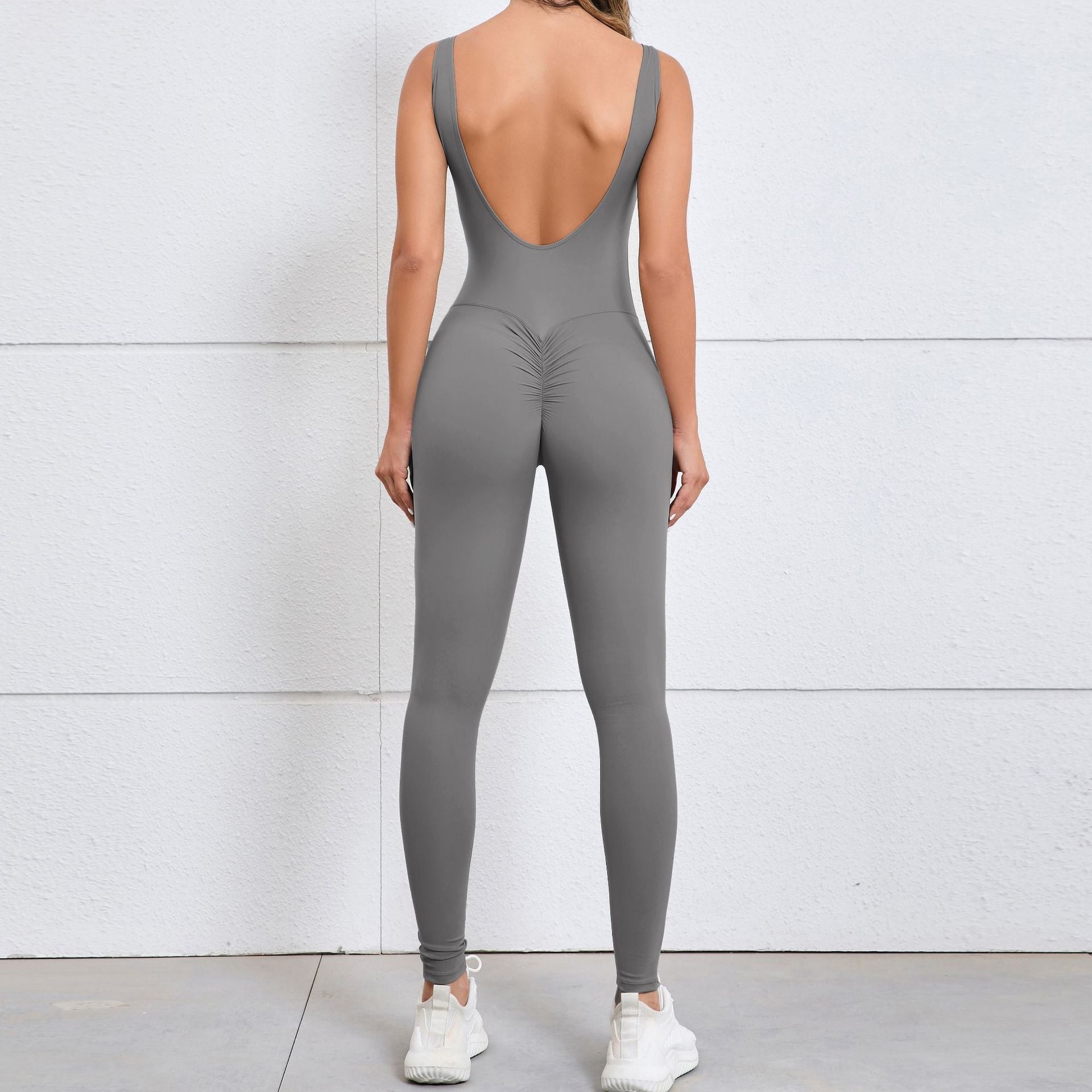 Hollow back peach buttocks tight one-piece yoga clothes women's nude quick-drying sports one-piece fitness clothes