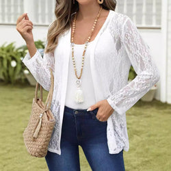 Women's Fashion Lace Hollow Splicing Long Sleeve Jacket