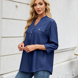 Casual loose imitation denim long shirt