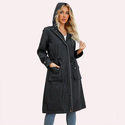 Anti-splash hooded solid color top striped lining straight jacket