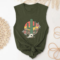 New shirt summer cactus round neck sleeveless vest