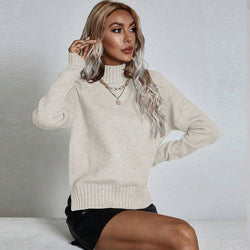 Pullover shirt cross-border autumn and winter medium and long pit striped split-ended slim-fit bottoming sweater