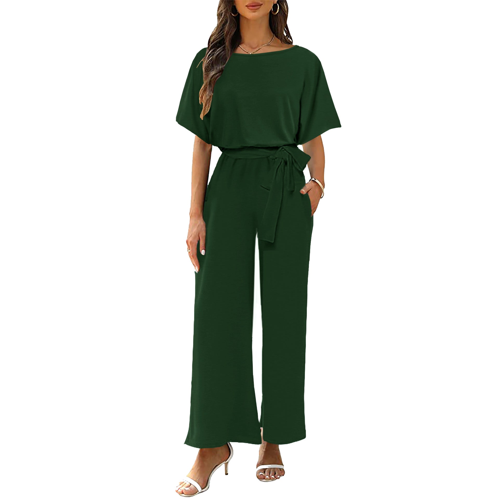 Crew Neck Short Sleeve onesie Women's Jumpsuit